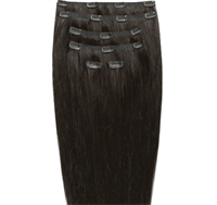 Clip on hair extensions #2 Mørkebrun - 7 sæt - 50 cm | Gold24